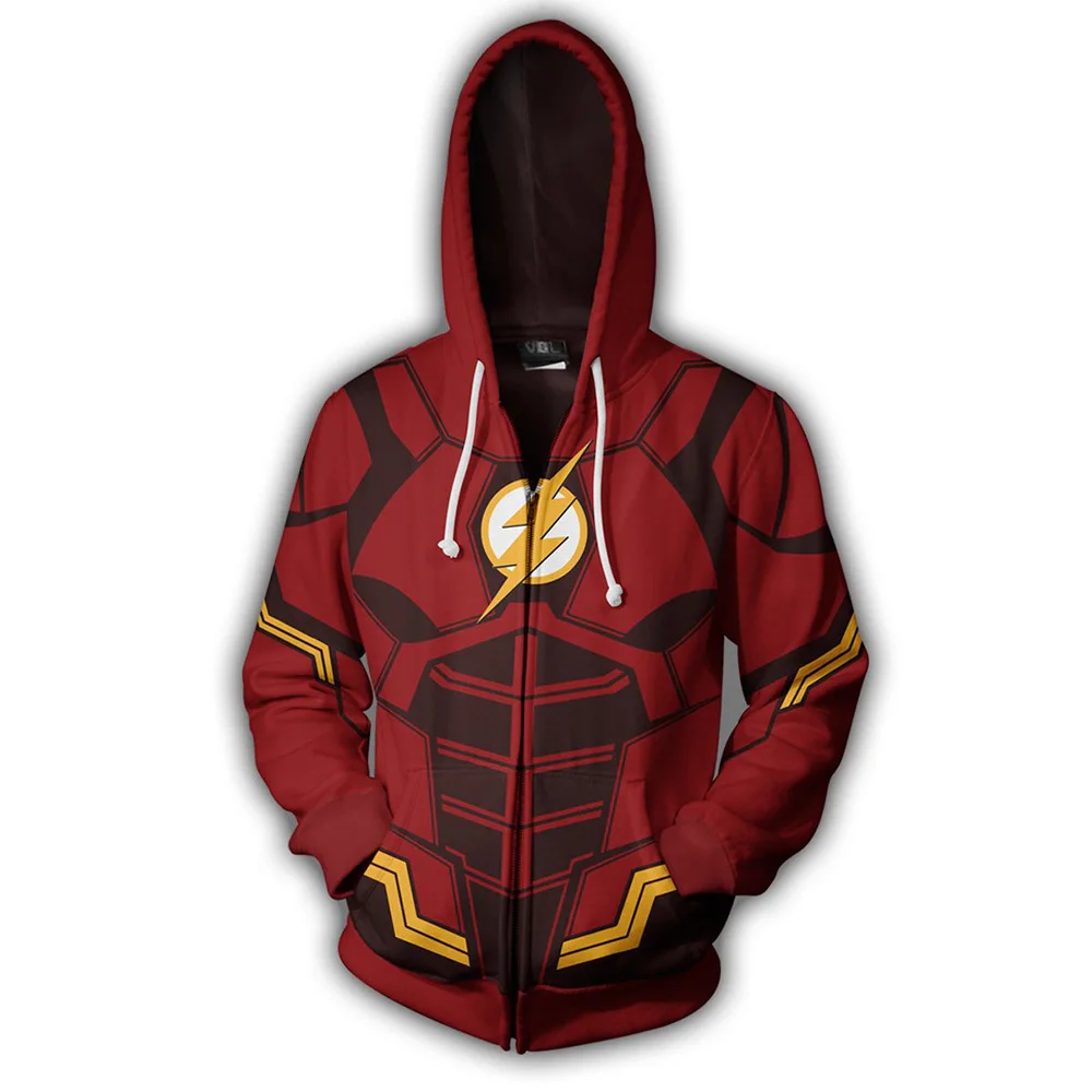 

Flash Iron Man Sweatshirts Cosplay Captain America Costumes 3D printed fashion Autumn men and women hooded zippered jacket