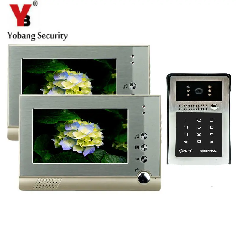 

YobangSecurity 7 Inch Video Door Bell Camera Door Phone Intercom System Night Vision Home House Security 1 Camera 2 Monitor