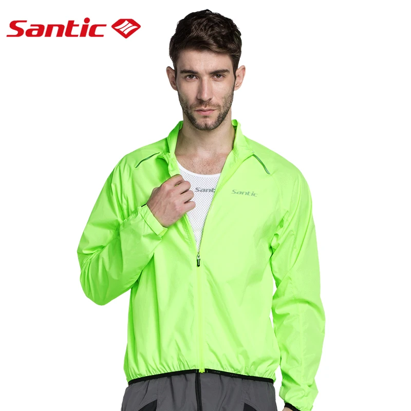 

2015 Men Santic Brand Raincoat Discount Windproof Skincoat Sun Protection Fluorescent Green Jacket Cycling Skin Jersey M5C07015V