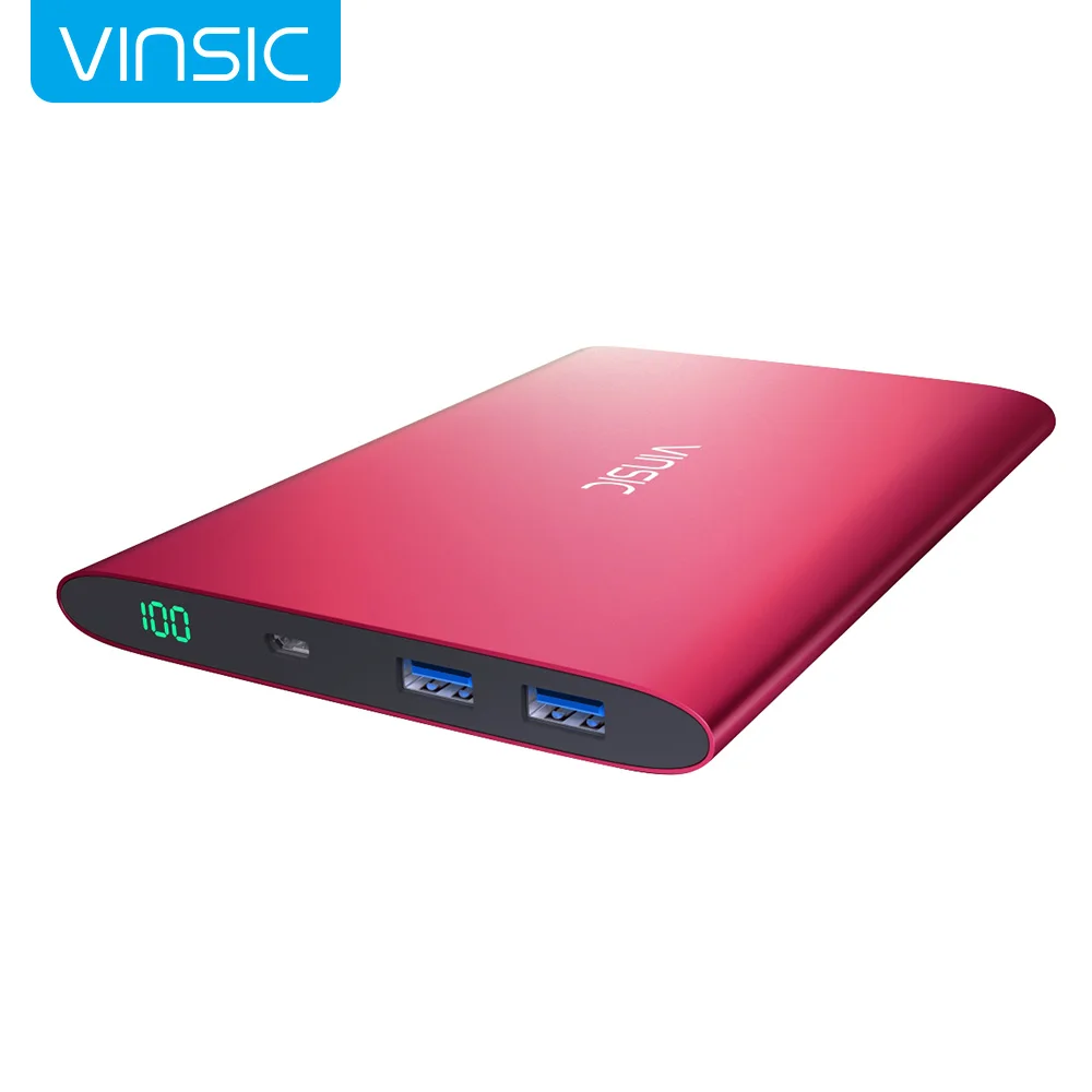  Vinsic Alien P2  Collector Edition Red Ultra Slim 20000mAh Power Bank Dual USB External Battery Charger Universal 