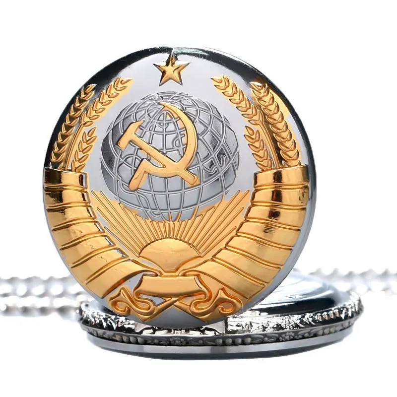 YISUYA Soviet Sickle Hammer Style Pocket Watch Silver Gold Steampunk Men Women Christmas Gift