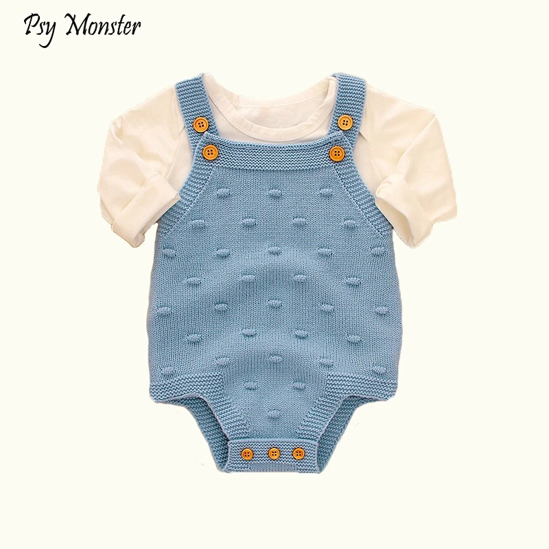 

Baby Knitted Sling Romper Infants Solid Color Sweater Bodysuits Newborn Boys Girls Toddler Jumpsuits