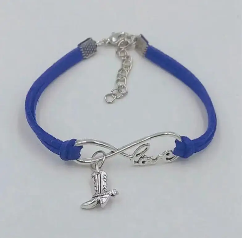 

Infinity Love 8 Bracelet Cowboy hat /cowboy shoes / footprints/Ice Skate Roller Charm Pendant Simple Bracelets/Bangles Jewelry