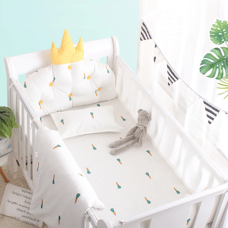 

7pcs/set Baby Bedding Set 100% Cotton Summer Quilt Bed Sheet Pillowcase Bumpers Bedding Package Baby Bedding