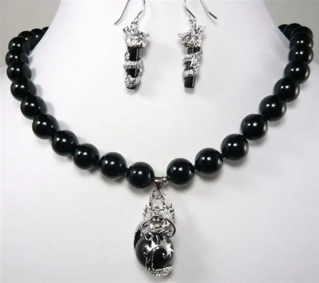 

Hot sell Noble- Free shipping Black agate red jade white pearl Tiger's Eye Necklace Earring set A347 (A0423)