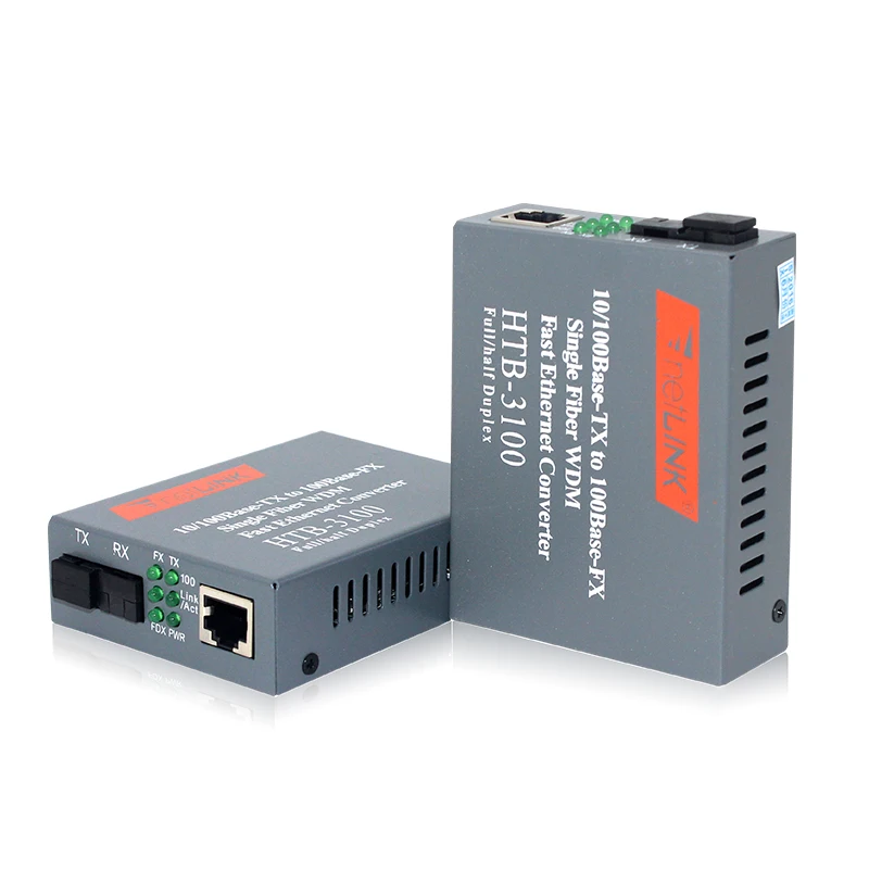 1 пара HTB-3100AB 25 км AB 10/100 Мбит/с волоконно-оптических Media Converter одиночный режим волокно SC Порты и разъёмы A 1310nm-TX, B 1550nm-TX