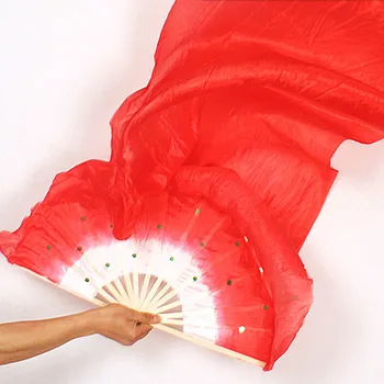 

New 1.8m Hand Made Colorful Belly Dance Women Costume Bamboo Long Silk Fans Veil Silk Fan