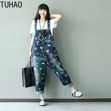 TUHAO, весенне-летний винтажный джинсовый комбинезон с дырками и рисунком из мультфильма, женские комбинезоны, комбинезон s,, женские штаны, наряд