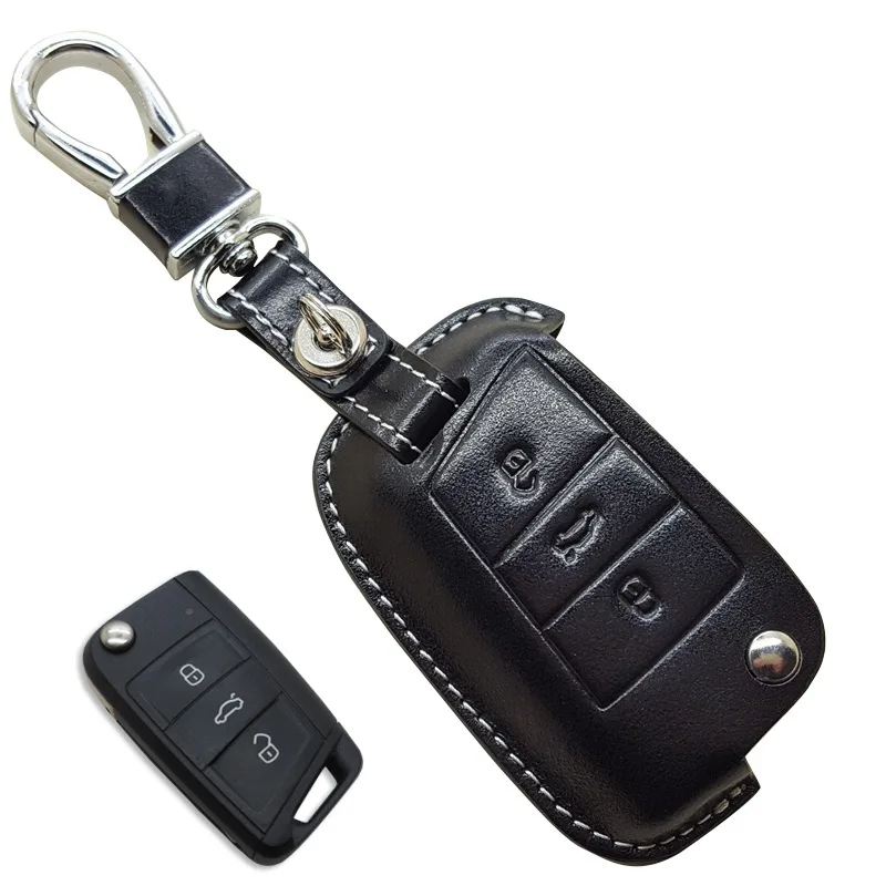 Кожаный чехол для ключей Volkswagen VW Golf 7 MK7 Skoda Octavia A7 A 2014 2015 2016 SEAT Leon Ibiza Flipy держатель