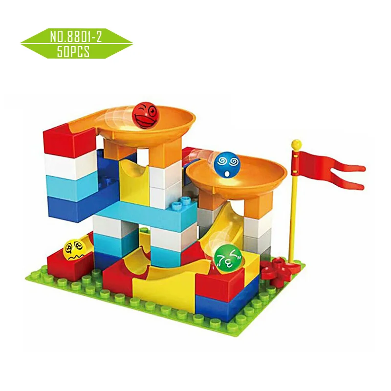 Совместим с блоками Duplos marble Racing Run лабиринт, Шариковая дорожка строительные блоки животные джунгли Воронка слайд большой кирпич детские игрушки - Цвет: 8801-2 50PCS