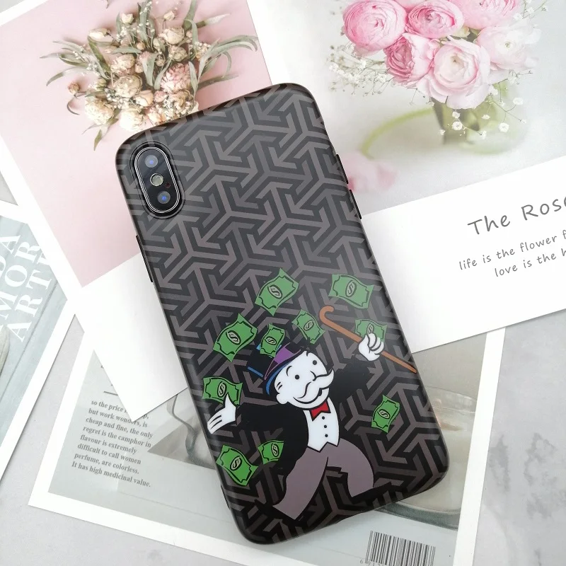 

Warrior Monopoly Dollar Mr Mobbin Soft TPU Case For iphone XS MAX case XR 6plus 7 7plus 8 8plus Grid Relief Scrub Fundas