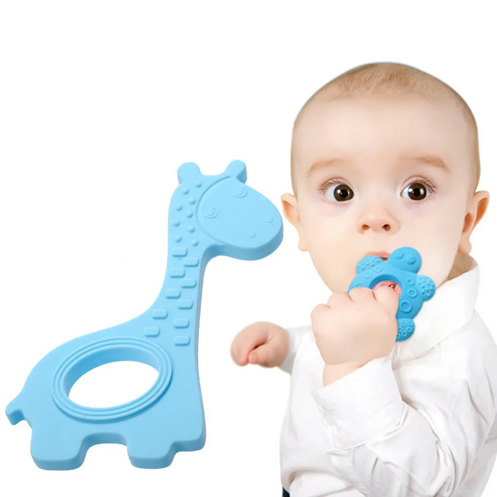 Детские игрушки-прорезыватели с изображением оленя из мультфильма, зубная щетка с изображением оленя, силиконовая детская зубная щетка для тренировки зубов