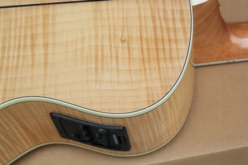 Заводская Заказная 4" cutaway натуральная акустическая электрогитара с Fishman 101 Pickup solid Spurce top tiger Maple back side