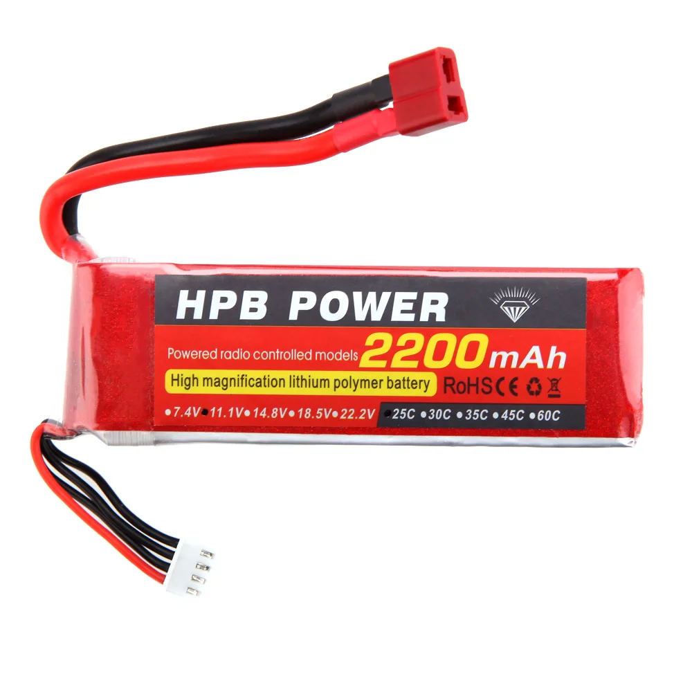 

High Power HPB 11.1V 2200mAh 25C MAX 35C 3S T Plug Li-po Battery for RC Car Airplane T-REX 450 Helicopter