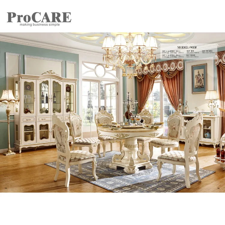 Foshan top furniture gold dining table dinning round rotating table for wedding - 908 Foshan top furniture gold dining table dinning round rotating table for wedding - 908