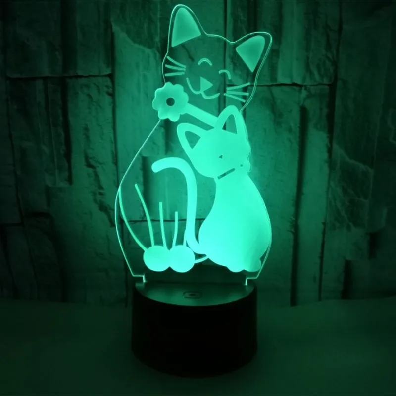 

Colorful Touch 3d Lamp Illusion Led Night Light USB Table Lamp for Children Baby Kids Gift Bedside Bedroom Animal Cartoon Cat