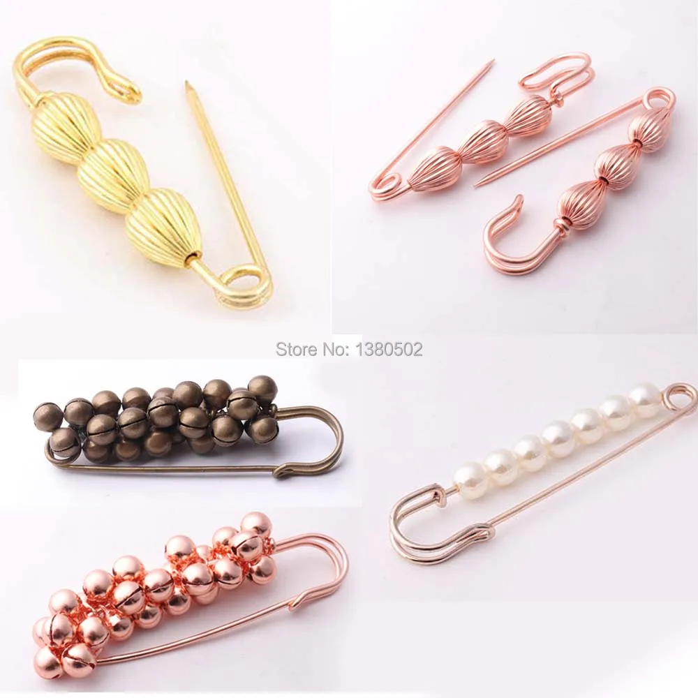 

1pcs Rose gold gold bronze color top grade large Safety Pins brooch with bell /bead /pearl for women decoration