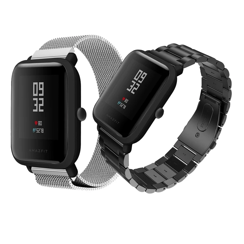

20mm Bracelet for Xiaomi Huami Amazfit Youth Smart Watch Metal Stainless Steel Strap Steel Belt Strap for Amazfit Bip Wrist Band
