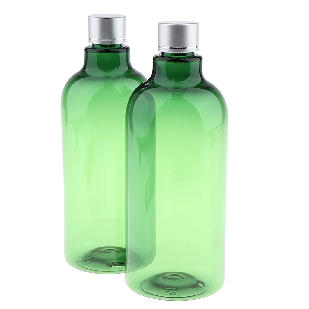 2Pcs BPA-free Empty PET Plastic Travel Lotion Shampoo Storage Bottles Refillable Containers 500mL, 3 Colors Optional