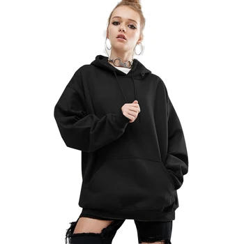 

TAJIYANE 2018 Autumn Winter Plus Size Female Hooded Long Sleeved Loose Tops Black Casual Women Pullover Sweatshirts Roupas ZL147