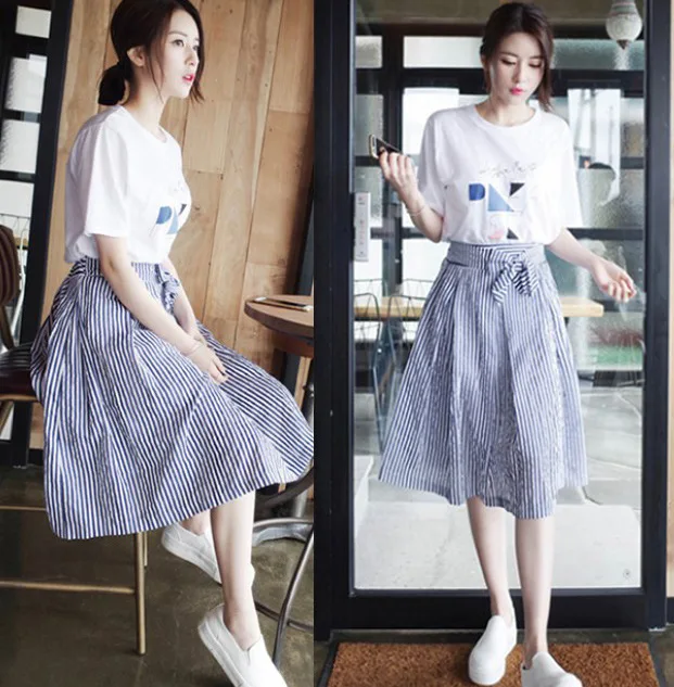 

Summer Suit Women's Dresses Summer 2019 New Small Fresh A-shaped Skirt Korean Edition Chao Student Two Suits