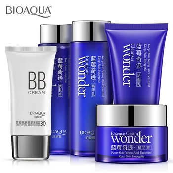

BIOAQUA Blueberry Face Care Set Skin Day Cream Cleaner Whitening Moisturizing Deep Clean Pores Smooth Dull Skin facial set