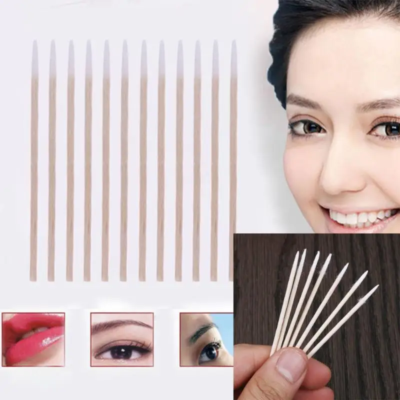 

300pcs Wood Cotton Swab Cosmetics Permanent Wood Cotton Head Swabs Makeup Health Medical Ear Jewelry Clean Sticks Buds Tip Tools