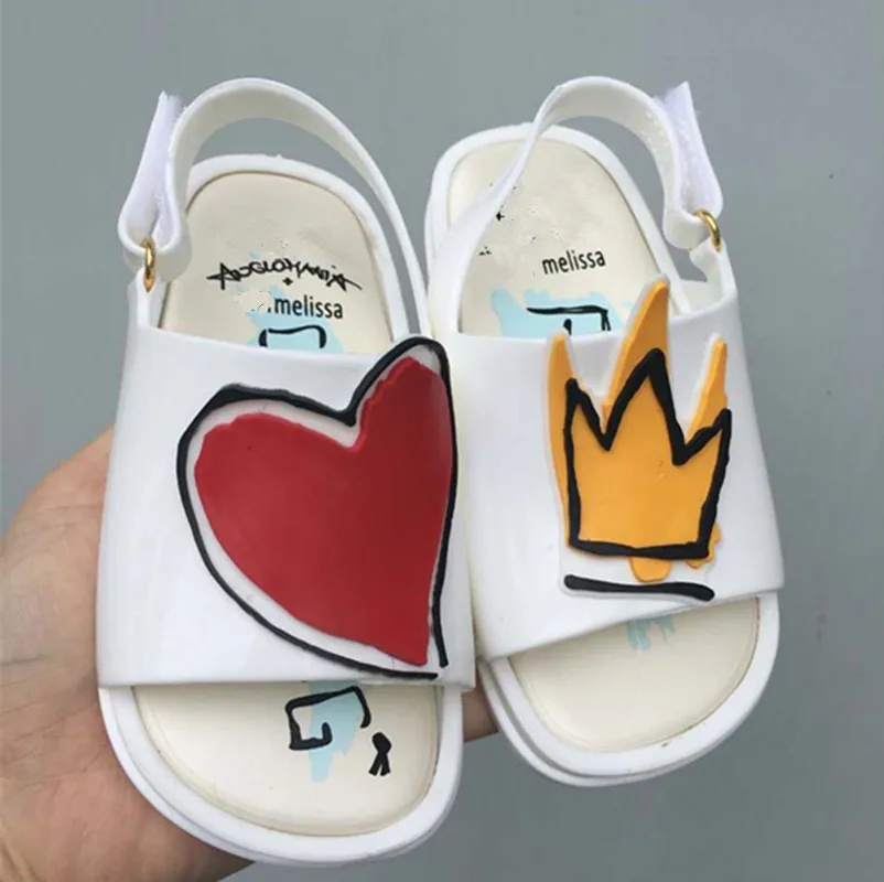 

Melissa 2019 New Jelly Shoes Red Heart Girl Boys Sandals Kids Rain Shoes Jelly Shoes Girl Non-slip Kids Sandal Toddler