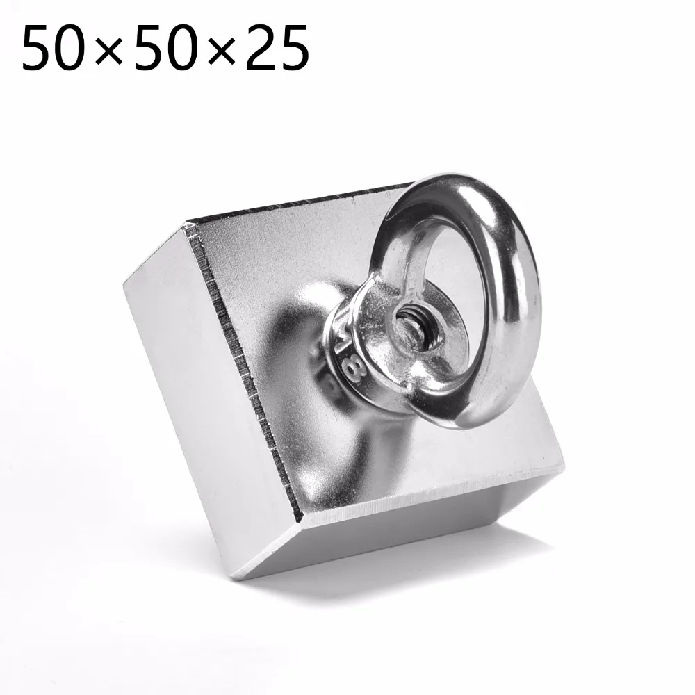 

1pcs Ture Block 50 x 50 x 25 mm Salvage magnetic Super Strong MAGNET Rare Earth magnets Neodymium Magnet WITH RING 50*50*25 mm