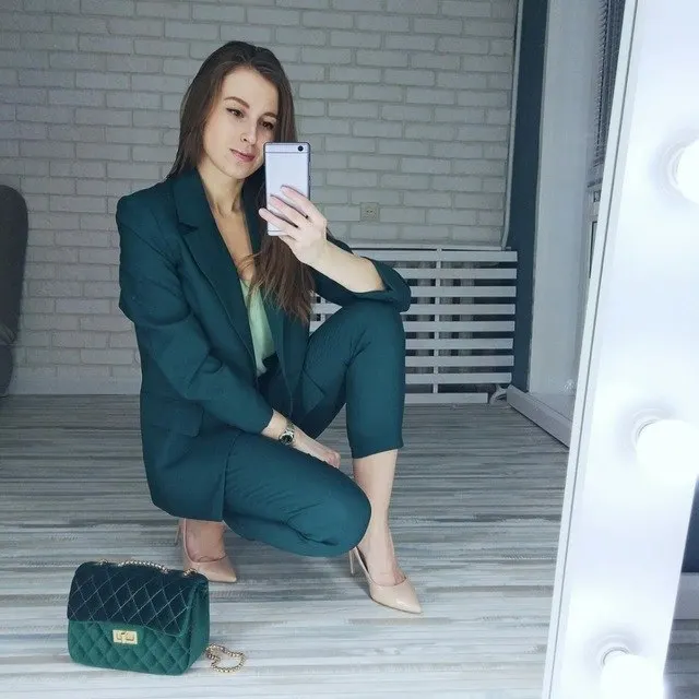 2018 Pure Color Simple Boyfriend Jacket Small Pants Slim Cuff Pant Office Lady Suit Femme Karxige High End Jacket Suit Lady