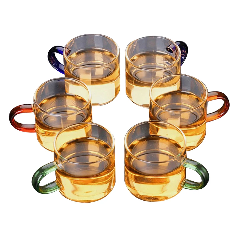 

80ml Mini Tea Mug with Handgrip New Creative Cylindrical Heat Resistant Handmade Glass Kungfu Tea Cup Chinese Traditional Gifts