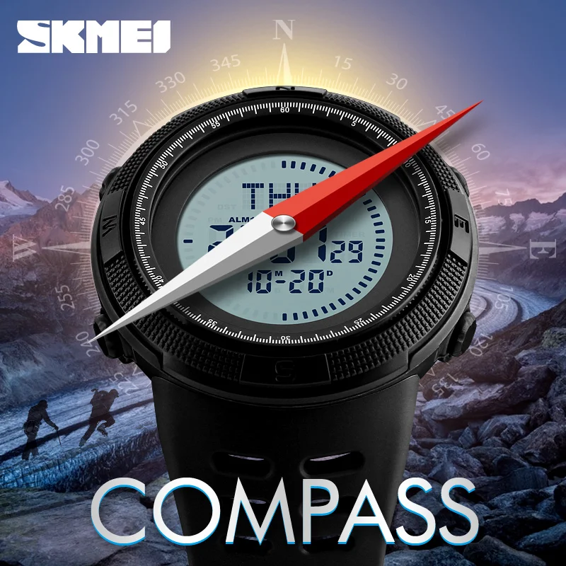SKMEI Brand Compass Watches 5ATM Water Proof Digital Outdoor Men's Sports Watch Military Countdown Wrist Watches Male Clock SKMEI Brand Compass Watches 5ATM Water Proof Digital Outdoor Men's Sports Watch Military Countdown Wrist Watches Male Clock