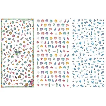 

3 PACK/ LOT WATER TRANSFER DECAL NAIL ART NAIL STICKER MARINE CONCH SEA HORSE STAR YE345-347
