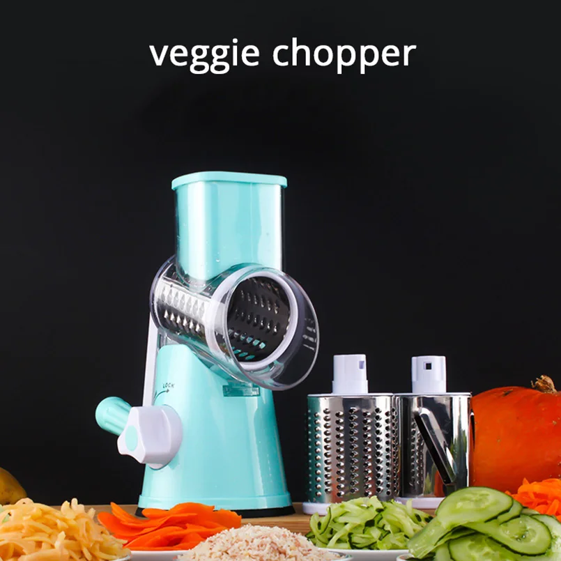 

3in1Manual Roller Vegetable Slicer 3Detachable Drum-type Stainless Steel Blade Potato Chopper Carrot Grater Cheese Grinder