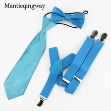 Детские подтяжки сплошной цвет 3 Clip-on Suspender Дети Регулируемый подтяжки галстук бабочка галстук наборы аксессуаров