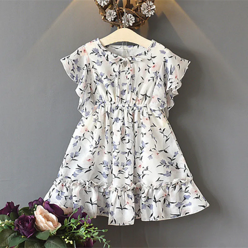 

Toddler Summer Dress 2-8Yrs Children Girl Clothes Short Sleeve Floral Princess Dress Korean Kids A-line Party Costume Baby Dress