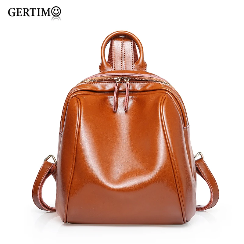 

2019 Designer Women 100% Genuine Leather Backpack Oil Wax Cow Leather Vintage Real Leather Backpacks Female Travel Back Pack