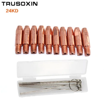 

10 Pcs of 24KD MAG MIG Welding Torch Tips the MIG MAG CO2 Welding Machine/Welding Tool Accessories with 1Box Dredge Neeles