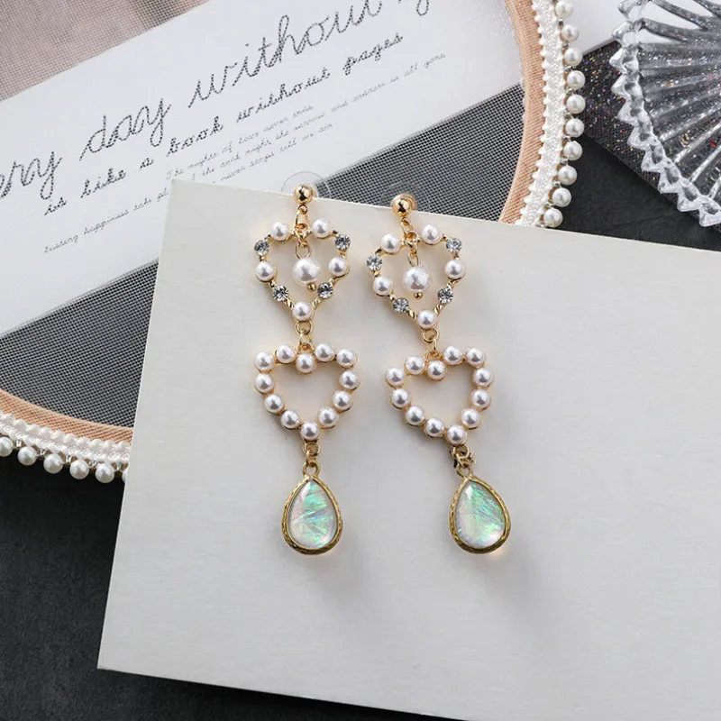 

Classic Acrylic Water Drop Women Dangle Earrings Sweet Love Pearl Tassels Long Earrings Drop Earrings Jewelry Earrings