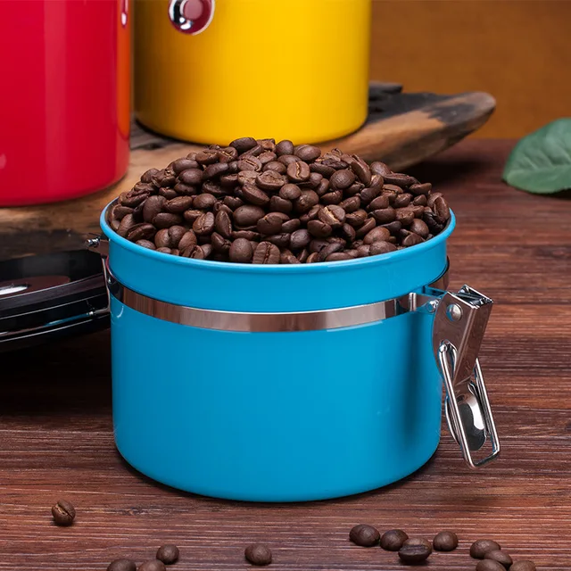 Best Offers BEEMSK Stainless Steel Coffee Beans Sealing Tank With Vent Valve Stainless Steel Sealed Tank Tea Caddy Milk Can 800ml