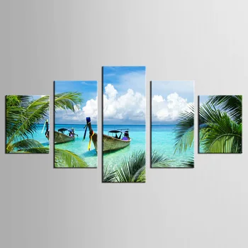 

5Pcs/Set Framed Canvas Wall Art Picture boat seaview Canvas Print Modern Wall Paintings Top Home Decoration/XYZ-synj-529