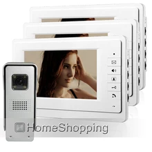 ENVÍO LIBRE A ESTRENAR de 7 pulgadas Color Video Casero De Intercomunicación Puerta Sistema de teléfono 3 Monitores 1 Cámara Del Timbre Blanco EN STOCK POR MAYOR