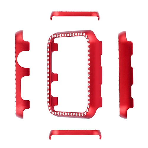 watch case for apple watch series 5 4 3 2 1 luxury Screen diamond protective cover for apple watch case 38mm/42mm/40mm/44mm - Цвет: red