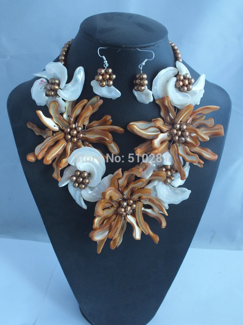 

Fashon Shell Pearl Beads Necklace Pearl Set With Shell Flower Z-2601