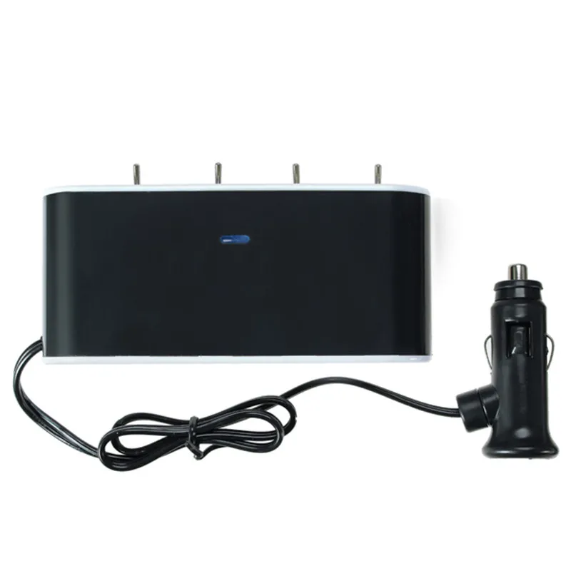 KROAK 4 Way Car Power Adapter Cigarette Lighter Socket Splitter Charger 12V/24V USB+LED Light Switch