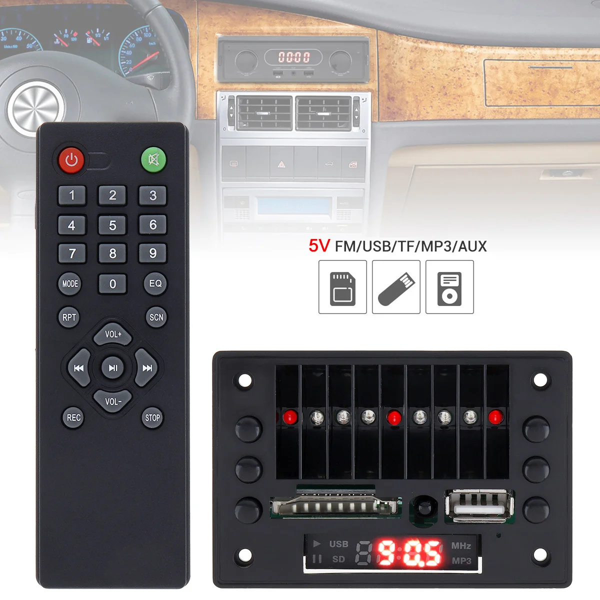 

12V Car Audio Decoder Board Module Video Player Decoder Board Audio Module MP3 Player USB SD AUX with Remote Control for Car DVD