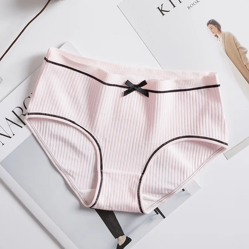 

BZEL Women's Cotton Briefs Female Underwear Girls Breathable Casual Panties Comfort Underwear Mid-Rise Striped Panty Plus size