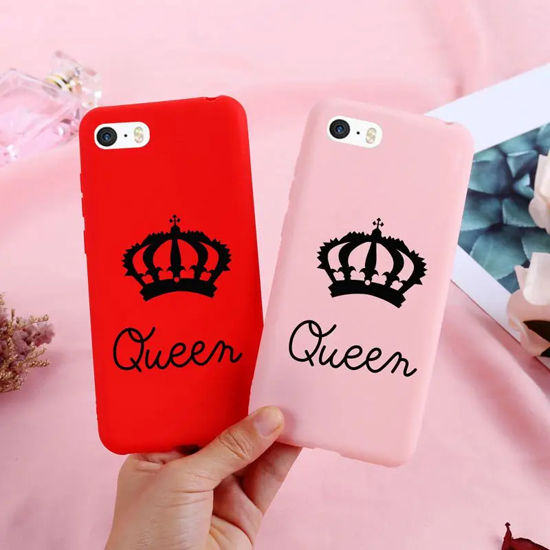 J &amp R матовый Силиконовый мягкий чехол для iPhone 5 5S SE XS Max XR X 6S Plus Король Королева
