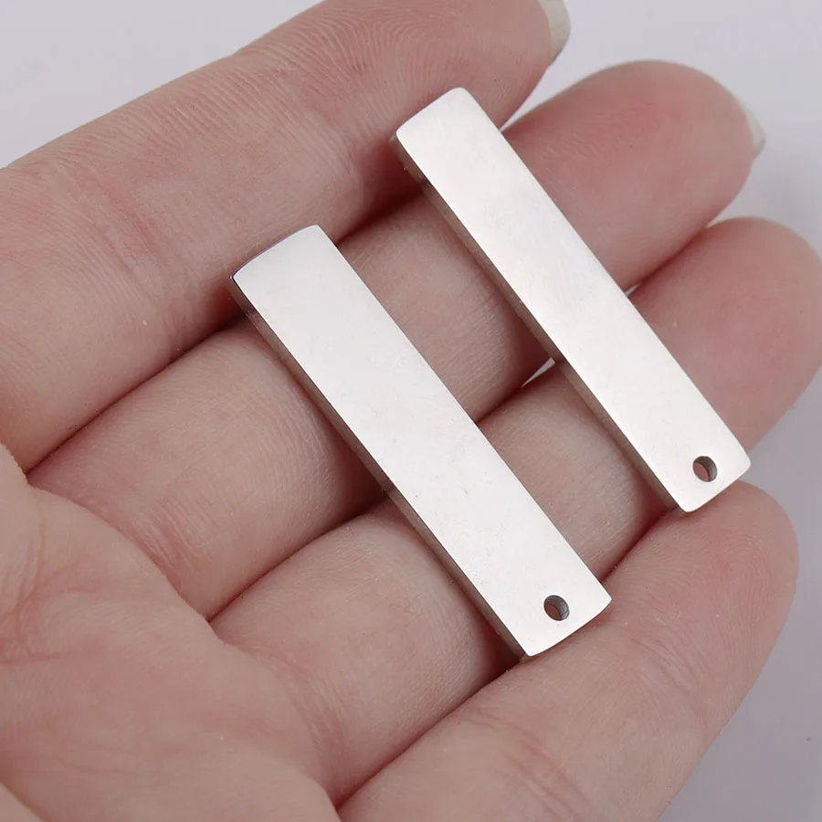 Fnixtar индивидуальные прямоугольные Подвески DIY зеркальная полированная нержавеющая сталь чистая бирка под штамповку кулоны с надписью 7/8x32 мм 20 шт./лот
