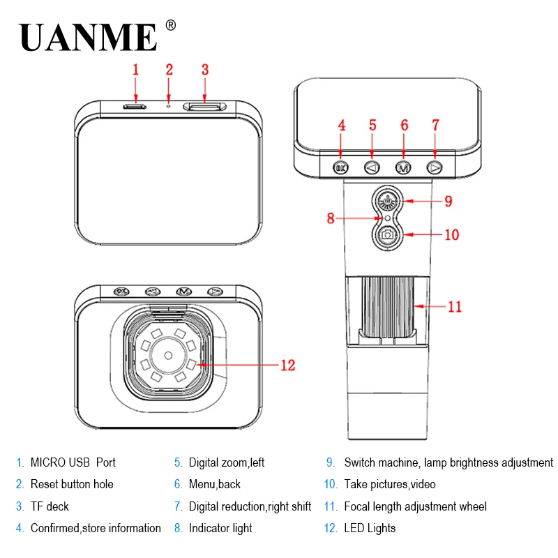 UANME Портативный USB цифровой мобильный микроскоп ЖК-дисплей Экран металлическая подставка Ручной Лупа S02 Прямая поставка